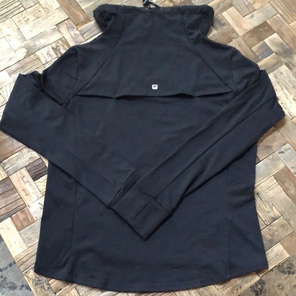 Fabletics black lace pullover funnel neck sweater - Picture 2 of 9